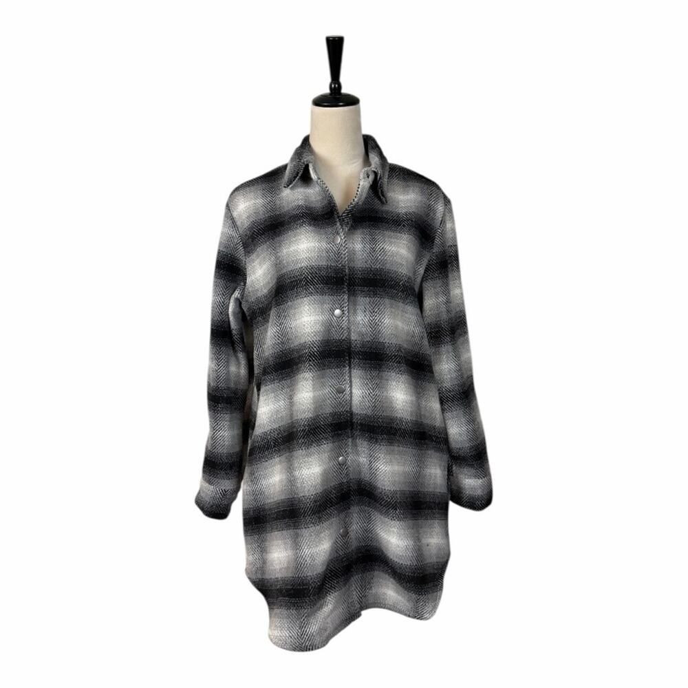 BB Dakota Steve Madden Women’s Size Medium Plaid Flannel Longline Shacket Coat